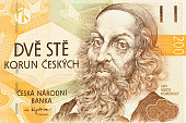 Czech money, 200 CZK Financial background, concept