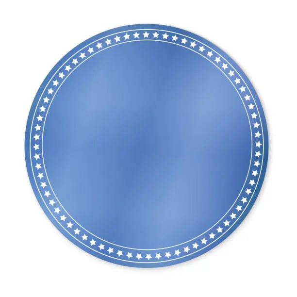 Vector illustration of blue round sticker banner - vector design element