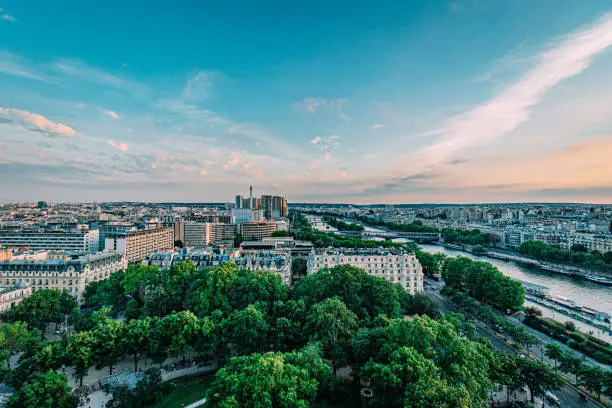 Photo of High Angle View from the Eiffel Tower Looking Southwest of Pont de Bir-Hakeim