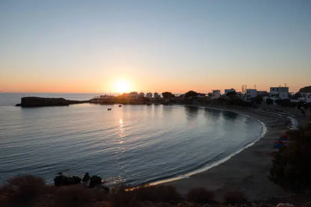 Sunset over Lefkos, a small village on Karhatos, Dodecanese group of islands, Greece