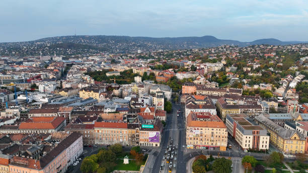 istock Budapest sunrise skyline, aerial view. Danube river, Buda side, Hungary 1484907449