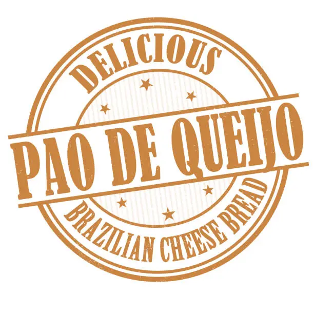 Vector illustration of Pao de queijo (brazilian cheese bread) grunge rubber stamp