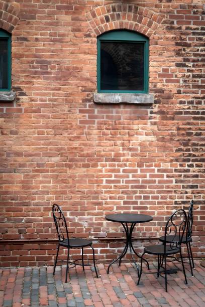 Distillery historic district wall and chairs in Toronto