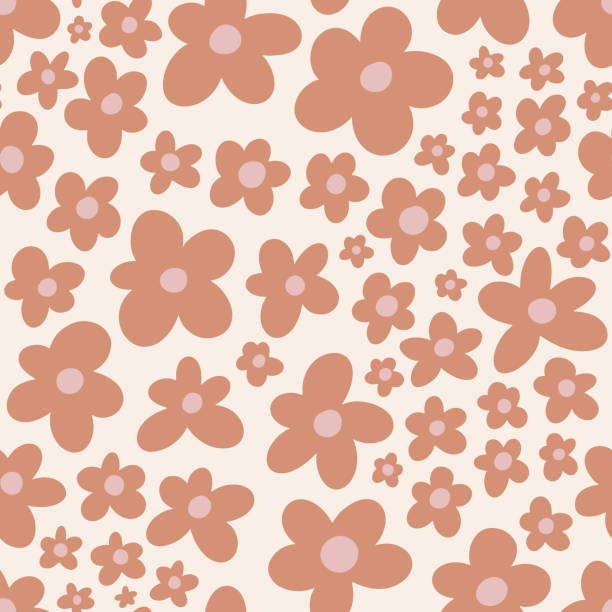 thumbnail image 2 of Floral Pattern In The Style Of The 70s With Groovy Daisy Flowers Retro Floral Naive Vector 2 of 13
