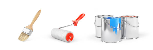 istock construction concept. Paint in cans with brush and paint pouring 1484916176