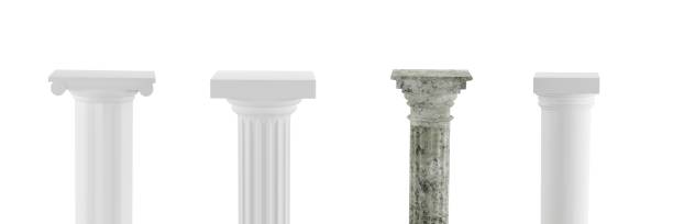 istock Set of columns of various architectural styles on white background. 3d rendering 1484918509