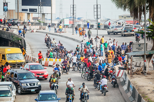 Lagos, Nigeria - Heavy city traffic on the bridge