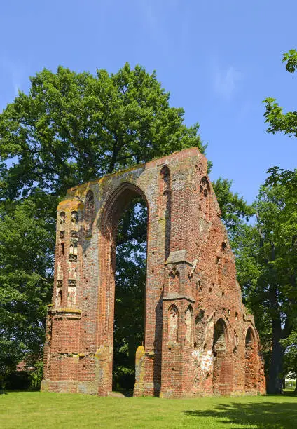 The ruins of historical monastery Eldena in Greifswald, Vorpommern Germany
