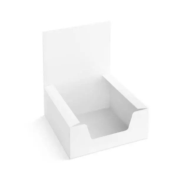 Vector illustration of Blank open showbox mockup. Vector illustration isolated on white background.