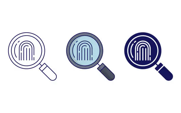 Vector illustration of Search Fingerprint vector icon