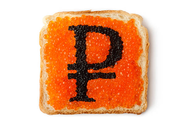 Monetary Russian Rouble sandwich with caviar