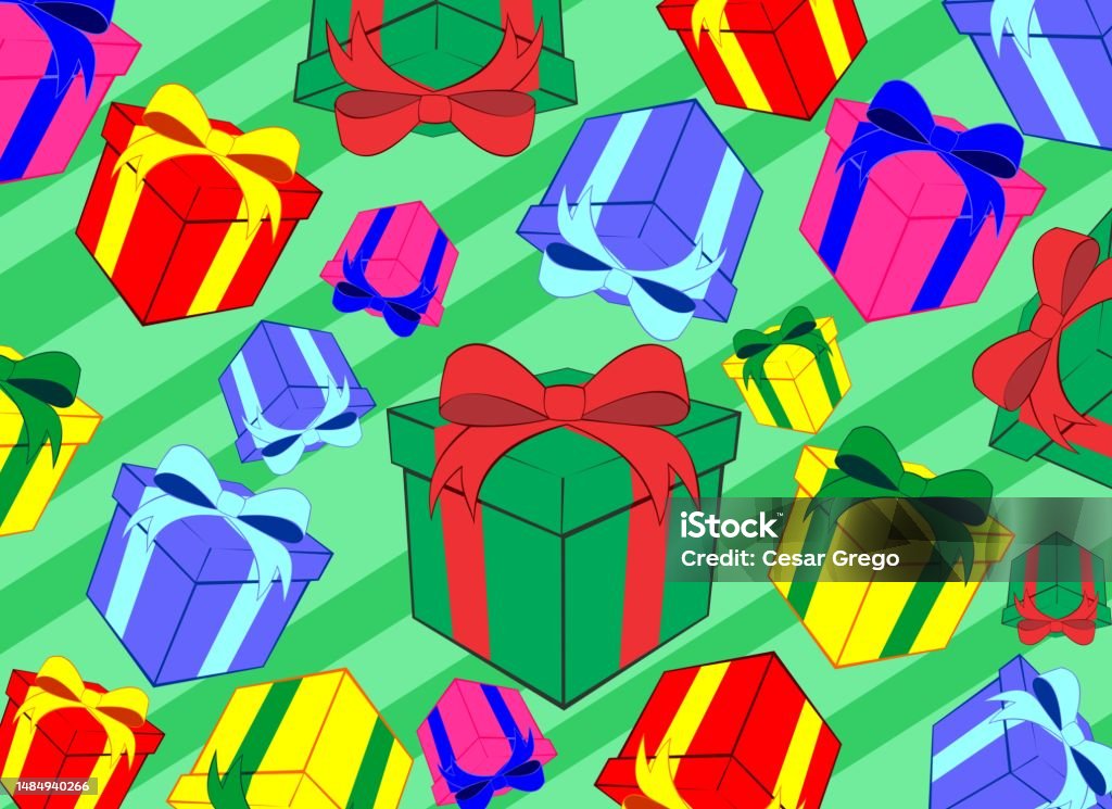Present Box Texture Vector Illustration Of Texture With Gift Boxes Artwork Pattern Stock ...