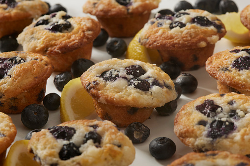 Mini Blueberry and Lemon Muffins with a Crumble Topping