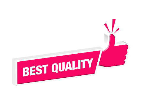 Best quality written thumbs up symbol on white background. Horizontal composition.