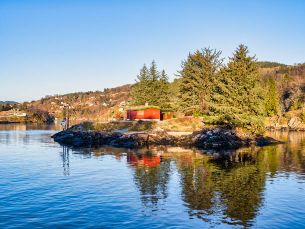 istock Red Norwegian house at Flatholmen, Bergen, Norway 1484945971