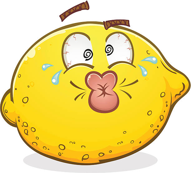 Lemon Pucker Face A lemon who is so sour that it's face is puckering up! sour taste stock illustrations