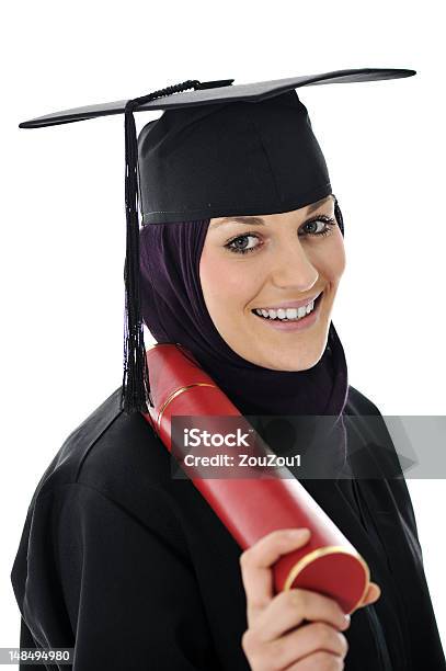 Happy Graduate Arabic Muslim Student With Diploma Stock Photo - Download Image Now - Achievement, Adult, Arabic Style
