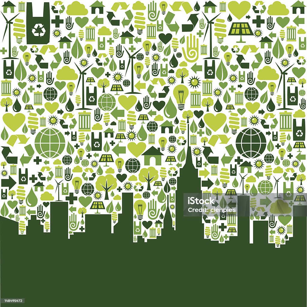 Cidade verde eco fundo de ícones - Vetor de Abstrato royalty-free