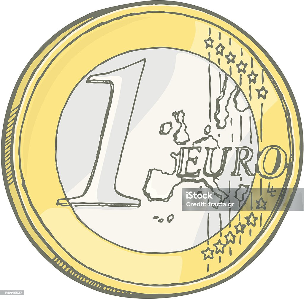 Монета 1 евро эскиз - Векторная графика Монета евро роялти-фри