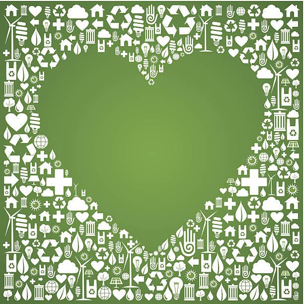 ilustraciones, imágenes clip art, dibujos animados e iconos de stock de love concepto de ecología iconos de fondo - alternativa concepto de energía limpia corazón