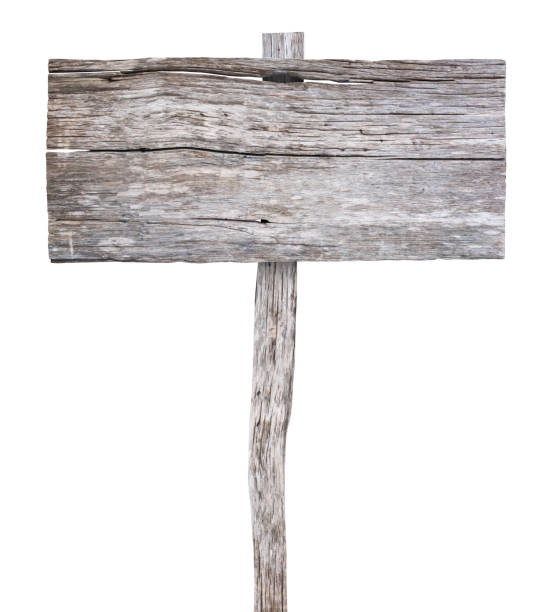 istock Old wooden sign isolated on white background 1484959256