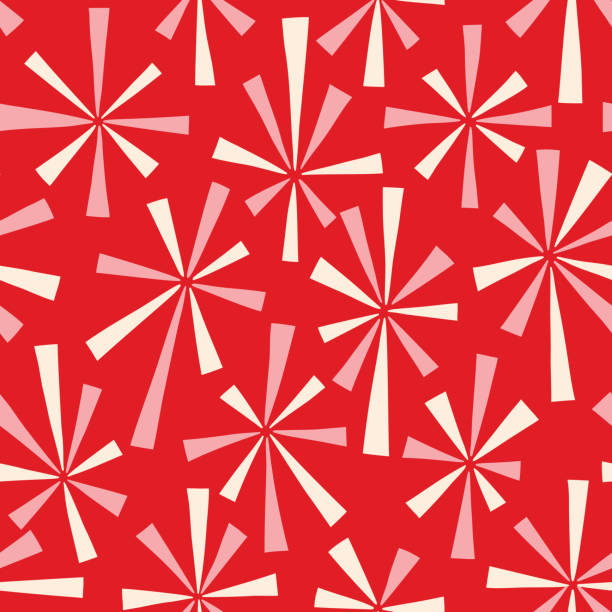 Modern Retro Atomic Star Burst Vector Seamless Pattern Modern Retro Atomic Star Burst Vector Seamless Pattern. Festive Fireworks Background. Abstract Geometric Celebration Texture 1950s fashion drawings stock illustrations