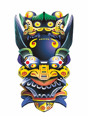 Classic Chinese deity mask vector art