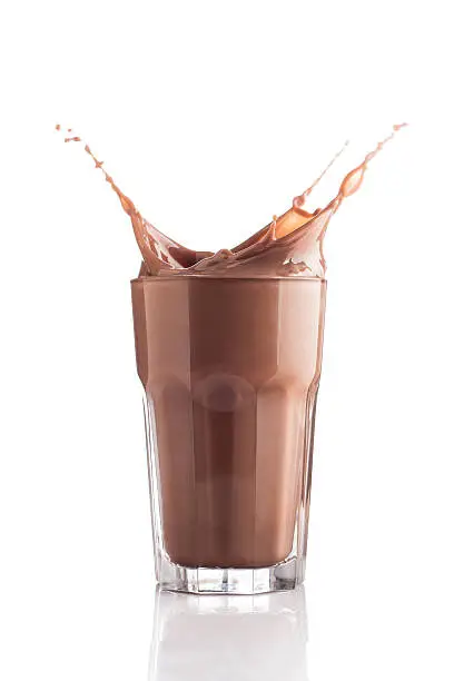 Photo of Motion shot of chocolate milk sloshing out of a glass