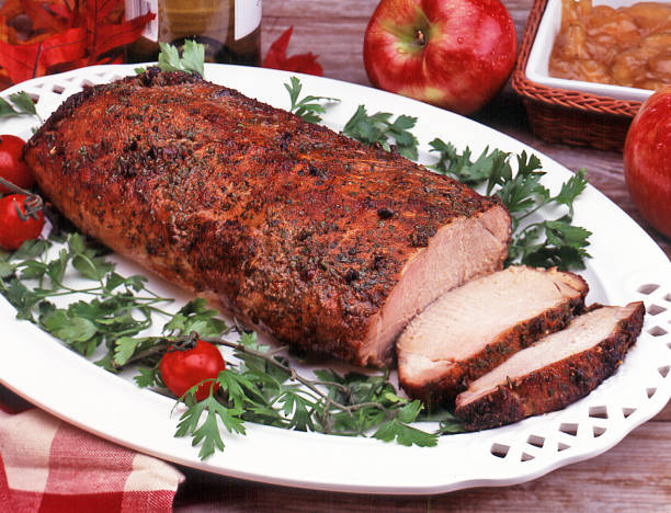 pieczeń wieprzowa - ham baked roast pork holiday zdjęcia i obrazy z banku zdjęć