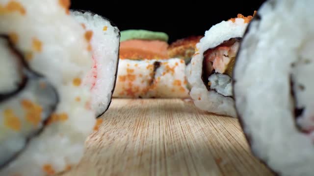 Sushi Salmon roll stock video