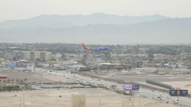 Las Vegas, Nevada - 4/2/2023: Southwest Plane Landing in Las Vegas
