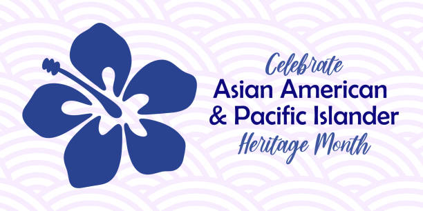 Asian American, Pacific Islander Heritage month vector banner with tropical hibiscus icon, hand drawn hawaiian flower silhouette. Greeting card, AAPI print Asian American, Pacific Islander Heritage month vector banner with tropical hibiscus icon, hand drawn hawaiian flower silhouette. Greeting card, AAPI print. east asian ethnicity stock illustrations