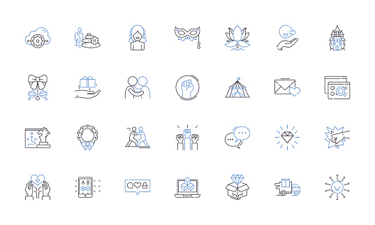 Workmanship outline icons collection. Precision, Craftsmanship, Diligence, Detail-oriented, Expertise, Meticulous, Perfection vector and illustration concept set. Excellence,Skillful linear signs and symbols