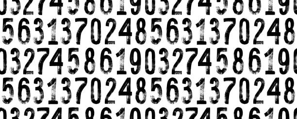 Seamless pattern with grunge vector numbers. Seamless pattern with grunge vector numbers. Hand drawn dirty textured font. Black ink characters. Dirty painted numbers seamless pattern. Dry brush texture. Typography vector elements. marker font alphabet stock illustrations
