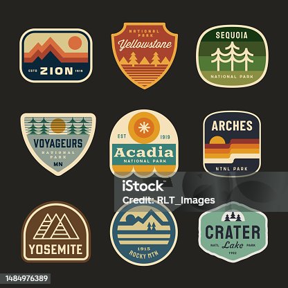 istock Retro National Park badges 1484976389