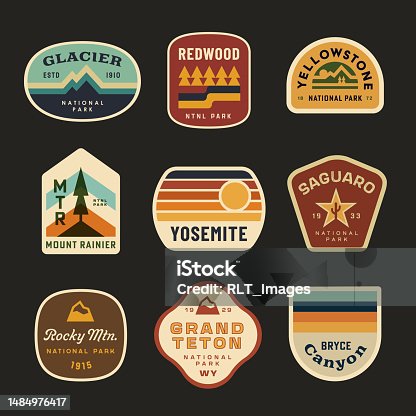 istock Retro National Park badges 1484976417