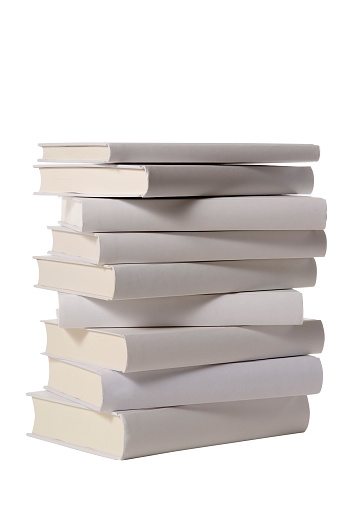 Stacked blank books isolated on white background with clipping path.