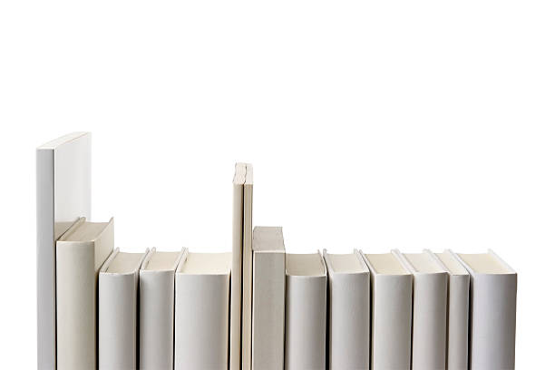 Row of blank books spine isolated on white background with clipping path.