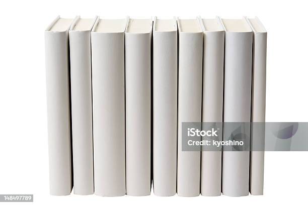 絶縁ショットと列の白い背景の上に空白の書籍 - からっぽのストックフォトや画像を多数ご用意 - からっぽ, カットアウト, カラー画像