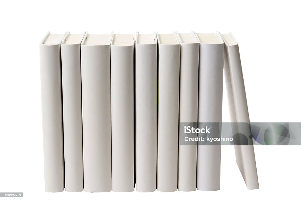 列の白い空白の書籍棘に白背景 - 本のロイヤリティフ��リーストックフォト