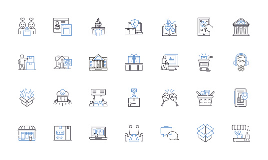 Tourist shuttle outline icons collection. Shuttle, Tourist, Transportation, Bus, Travel, Excursion, Sightseeing vector and illustration concept set. Group,Route linear signs and symbols