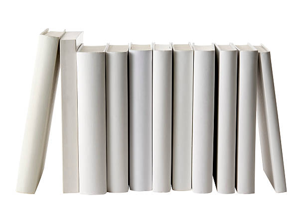 Row of white blank books spine isolated on white background with clipping path.