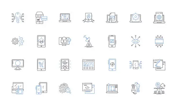 Vector illustration of Tools line icons collection. Wrench, Hammer, Screwdriver, Power tool, Drill, Saw, Level vector and linear illustration. Tape measure,Pliers,Chisel outline signs set