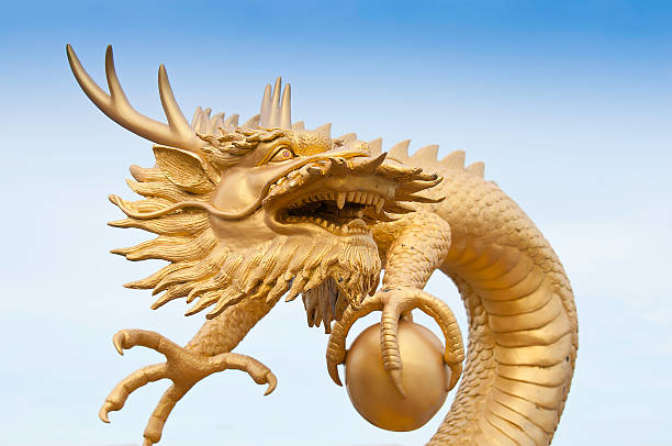 istock Golden Chinese Dragon Statue 148498337