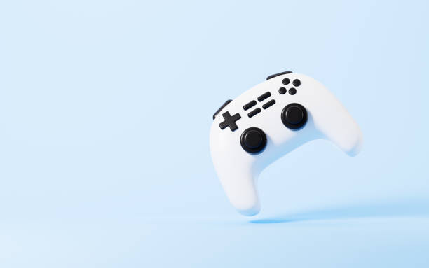 istock Cartoon gamepad in the blue background, 3d rendering. 1484987919