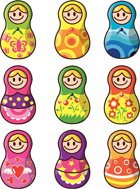 russische puppen - russia women babushka decoration stock-grafiken, -clipart, -cartoons und -symbole