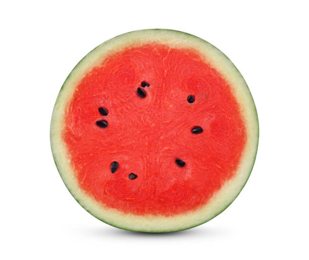 istock Slice of watermelon isolated on white 1484990253
