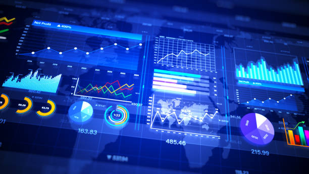 istock Digital data graph processing investment and business statistics, Market data and Infographics animation, Business and market data analysis and reports, with infographics background 3d rendering 1484995535