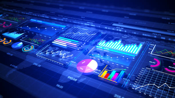 istock Digital data graph processing investment and business statistics, Market data and Infographics animation, Business and market data analysis and reports, with infographics background 3d rendering 1484995536