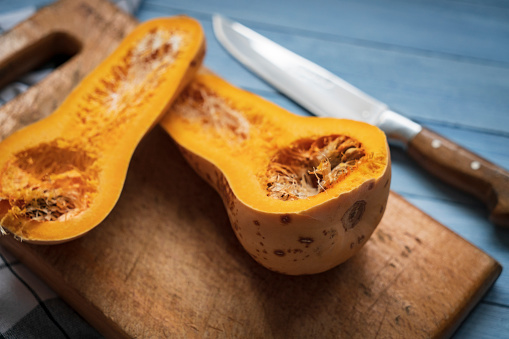 butternut squash isolated on white background.